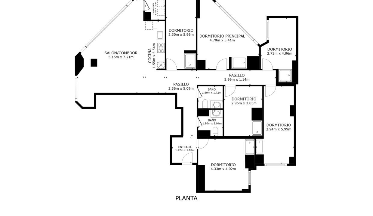 Plano Amplia vivienda en el centro de Alicante